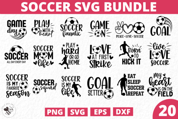 20 Soccer SVG Bundle: Graphics for T-Shirt Designs