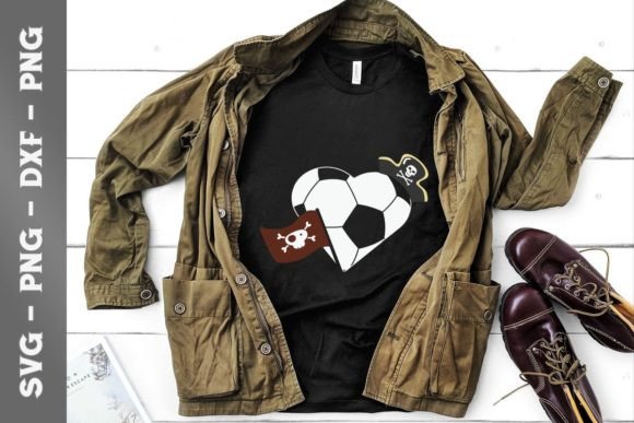 Vintage Pirate Soccer Heart Graphics for T-Shirt Designs